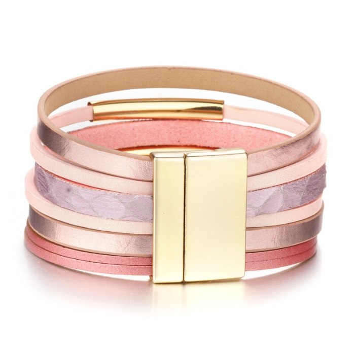 Multi-Layer Hand-Woven Magnetic Leather Bracelet Women's European and American Jewelry Cross-Border Accessories Alloy Bracelet