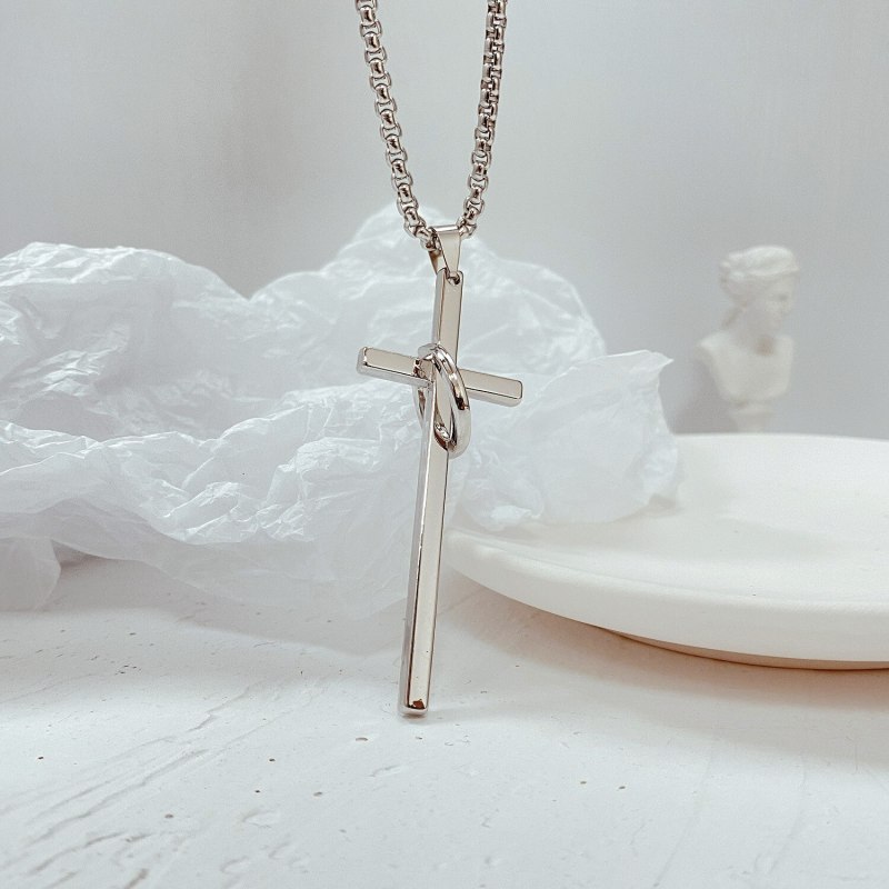 Korean Style Simple Elegant Pendant Clavicle Chain Necklace Personalized Glossy Cross Necklace for Girlfriend Gb1970