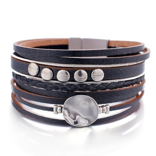 Cross-Border New European and American Fashion Multi-Layer Leather Ornament Braided Bracelet Bracelet