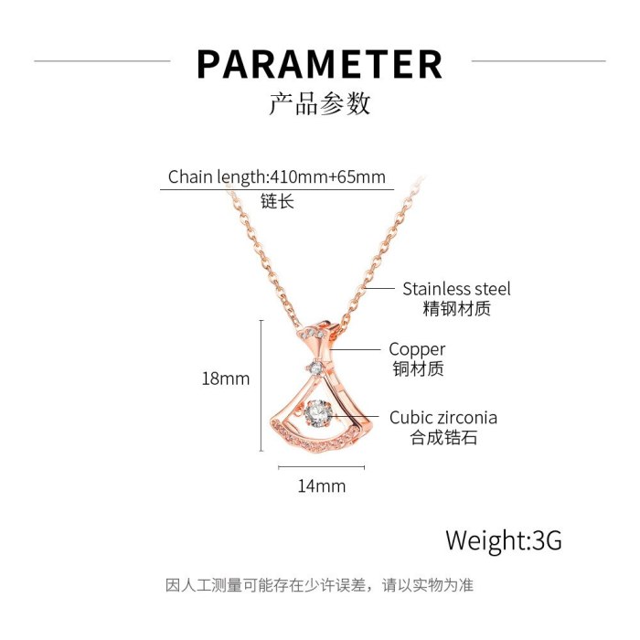 Korean Style Mori Style Ins Small Skirt Necklace Female Inlaid Zircon Pendant Clavicle Chain for Girlfriend Gb034