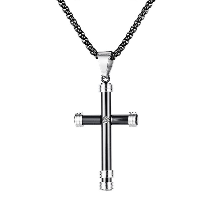 European And American Personality Men 'S Stainless Steel Necklace Disco Street Hiphop Retro Cross Pendant Gb1951