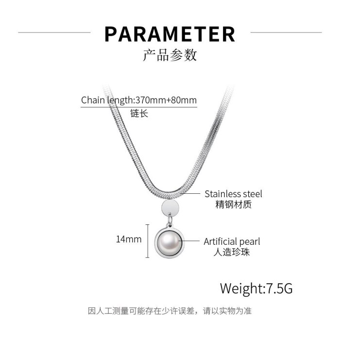 New Japanese and Korean round Bead Pendant Fashion Trend Personality Simple Stainless Steel Necklace Gb1973