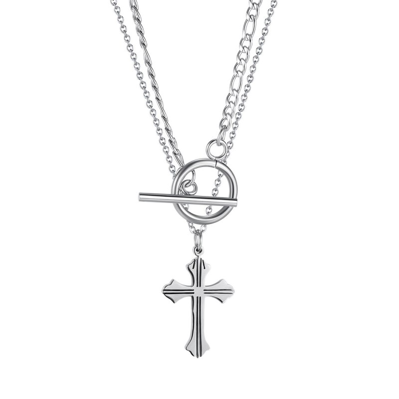 European and American Street Hip Hop Cross Pendant Retro Classic Stainless Steel Chain Gb1978