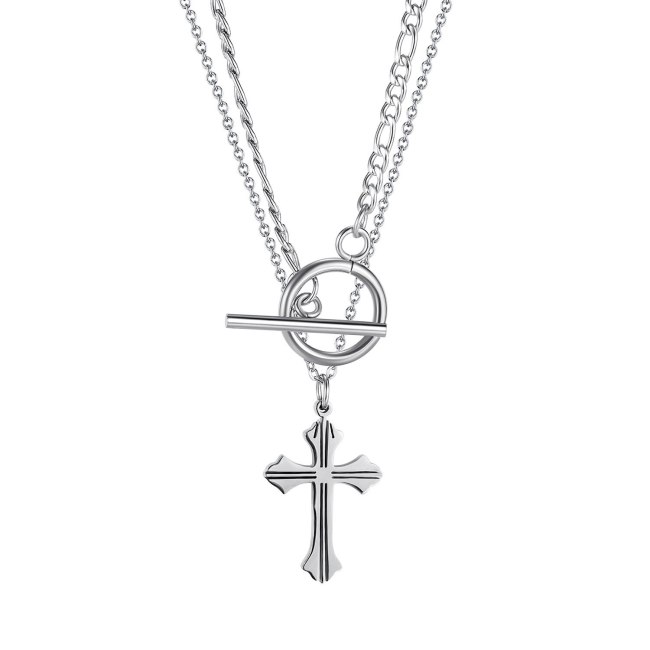 European and American Street Hip Hop Cross Pendant Retro Classic Stainless Steel Chain Gb1978