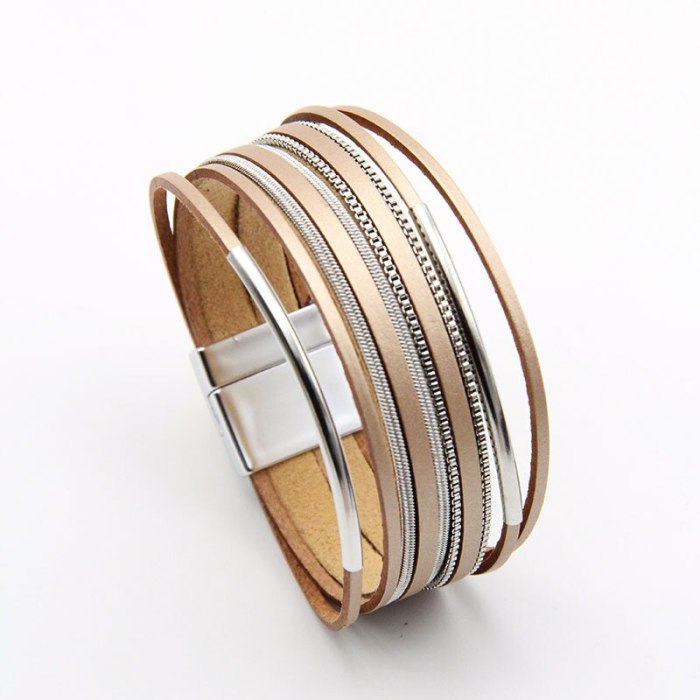 Cross-Border Hot Copper Tube Bracelet Multi-Layer Braided Rope Leather Bracelet Women's Simple Hand Jewelry Accessories 1508