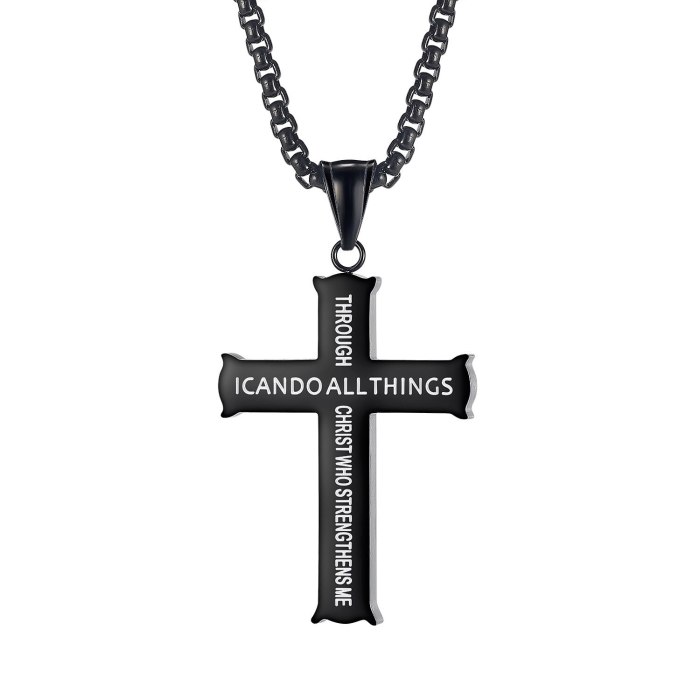 European and American Retro Fashion Street Hip Hop Cross All-Match Stainless Steel Necklace Male Gb1956