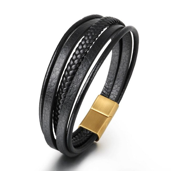 New Woven Multi-Layer Leather Bracelet Ethnic Style Retro Accessories Jewellery Men 'S Bracelet In Stock