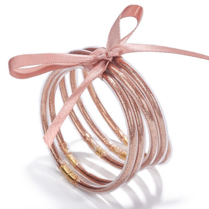 Creative New Multi-Layer Silicone Transparent Gold Powder Bow Bracelet Ribbon Bracelet Set