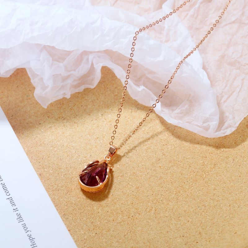 Korean Style Ins All-Match Mori Tulip Necklace Diamond-Embedded Clavicle Chain Rose Gold-Plated Pendant for Girlfriend Gb024