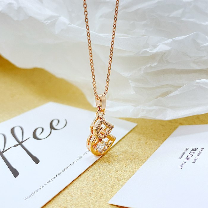 Summer New Hong Kong Style Hip Hop Necklace Creative Personality Letter Pendant Elegant Simple Women's Necklace Gb043