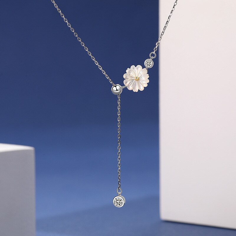 S925 Sterling Silver New Style Zircon Flower Necklace for Women Japanese and Korean Fashion Necklace A1904