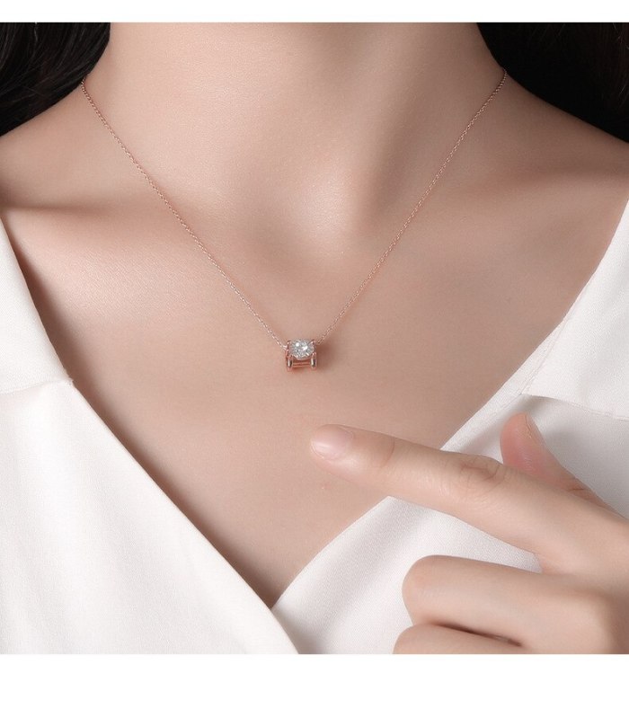 S925 Sterling Silver Ornament Zircon Necklace Women's Light Luxury Internet Celebrity Rose Gold Clavicle Tide Necklace A2064