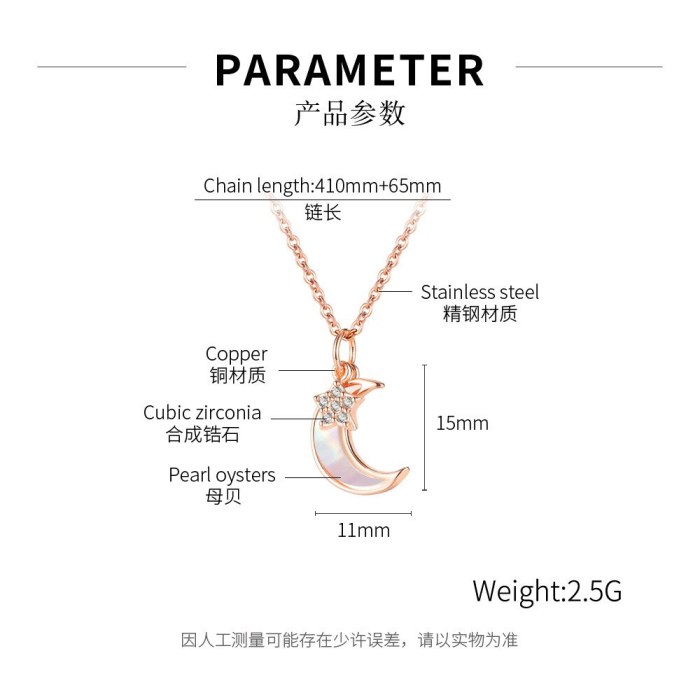 Korean-Style Diamond Necklace with Stars and Moon Temperament Ring XINGX Clavicle Chain Pendant Gb026