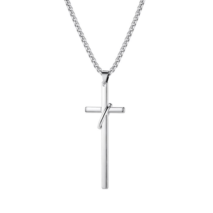 Korean Style Simple Elegant Pendant Clavicle Chain Necklace Personalized Glossy Cross Necklace for Girlfriend Gb1970