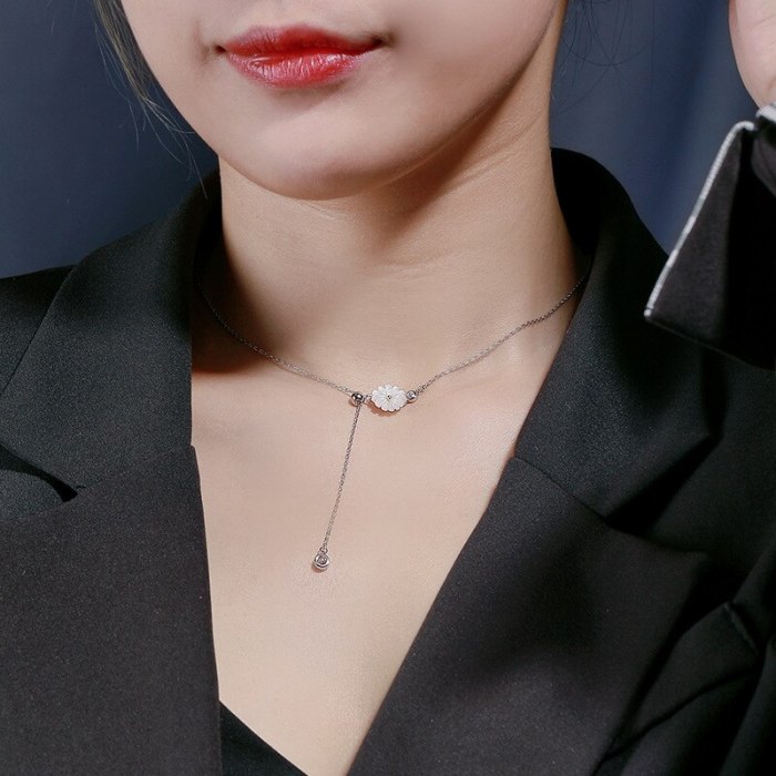 S925 Sterling Silver New Style Zircon Flower Necklace for Women Japanese and Korean Fashion Necklace A1904