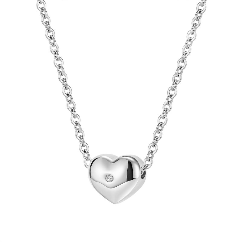 Ornament Japanese and Korean Style New Fashion Elegant Heart Pendant Personality Joker Women Stainless Steel Necklace 1960