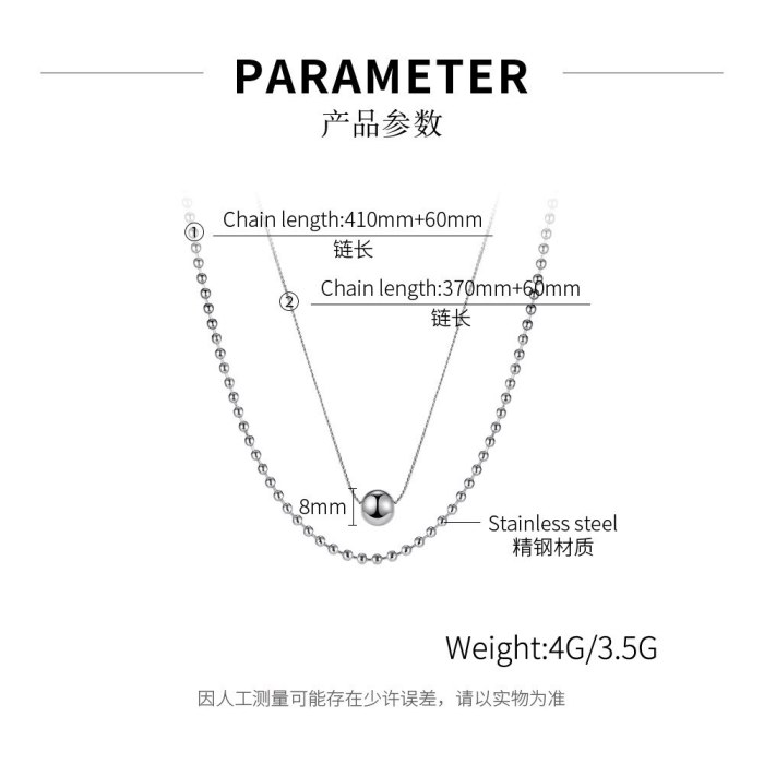 2021 Japanese and Korean Style Creative Light Luxury round Beads Pendant Personality Simple Stainless Steel New Necklace Gb1977