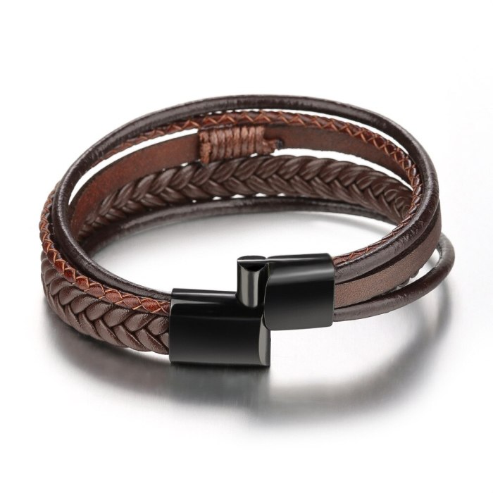 Bracelet Genuine Leather Handmade Braided Rope Bracelet Genuine Leather Titanium Steel Leather Bracelet Men's Bracelet 231