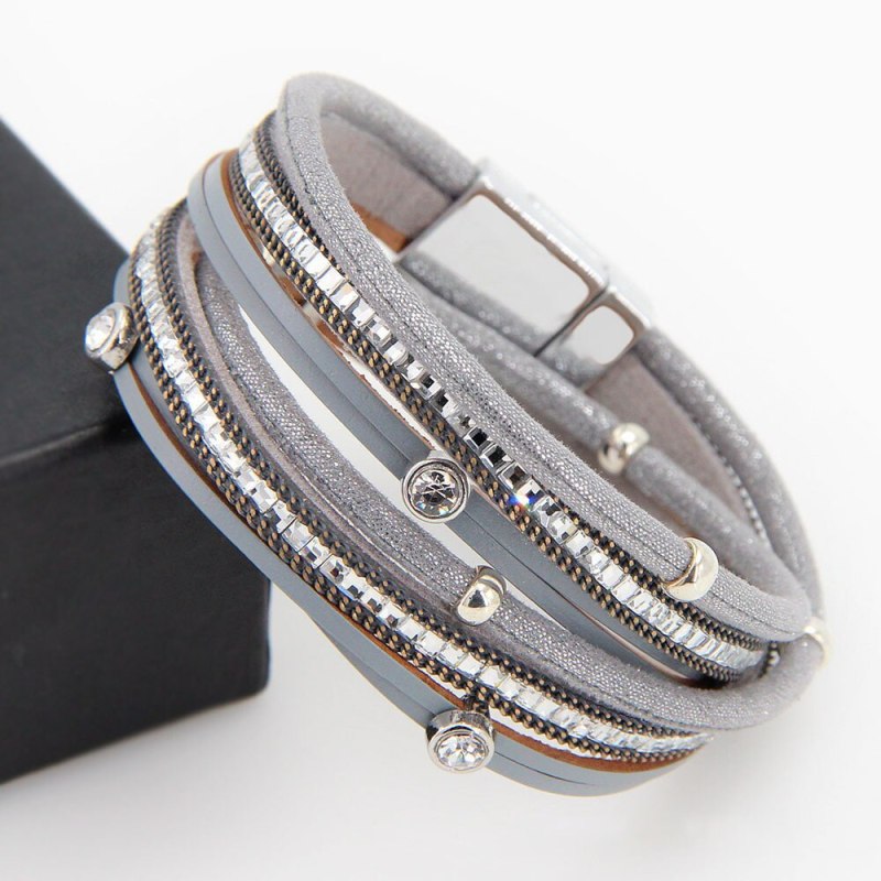Cross-Border Hot Diamond Leather Bracelet Women's Jewelry Simple Ornament Handmade Braided Bracelet Hand Strap 1508