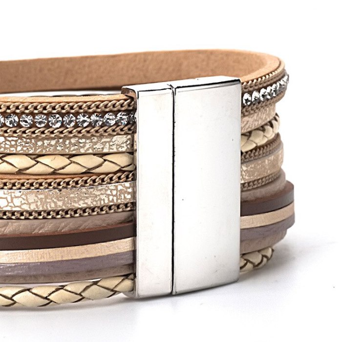 Bohemian Multi-Layer Braided Bracelets Ethnic Arrow Pattern Wide-Brimmed Bracelet
