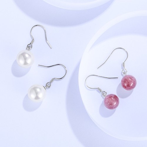 Earrings S925 Silver Women's Korean-Style Fashion Shell Pearls Earrings Sweet Instafamous Niche Temperament Earrings E075