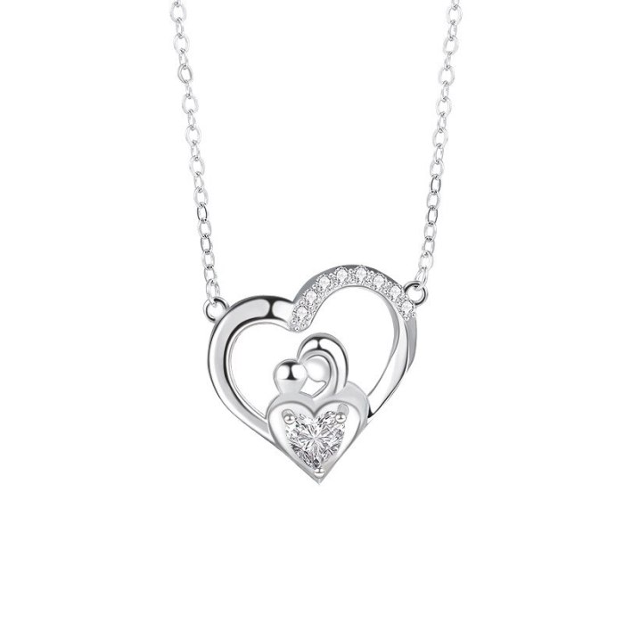 New Cross-Border Love Necklace S925 Sterling Silver Women's Simple Hollow Chinese Style Pendant A303A