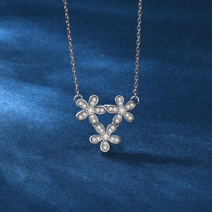 S925 Sterling Silver Refreshing Flower Necklace Light Luxury Exquisite Fashion Temperament Clavicle Chain D21052903