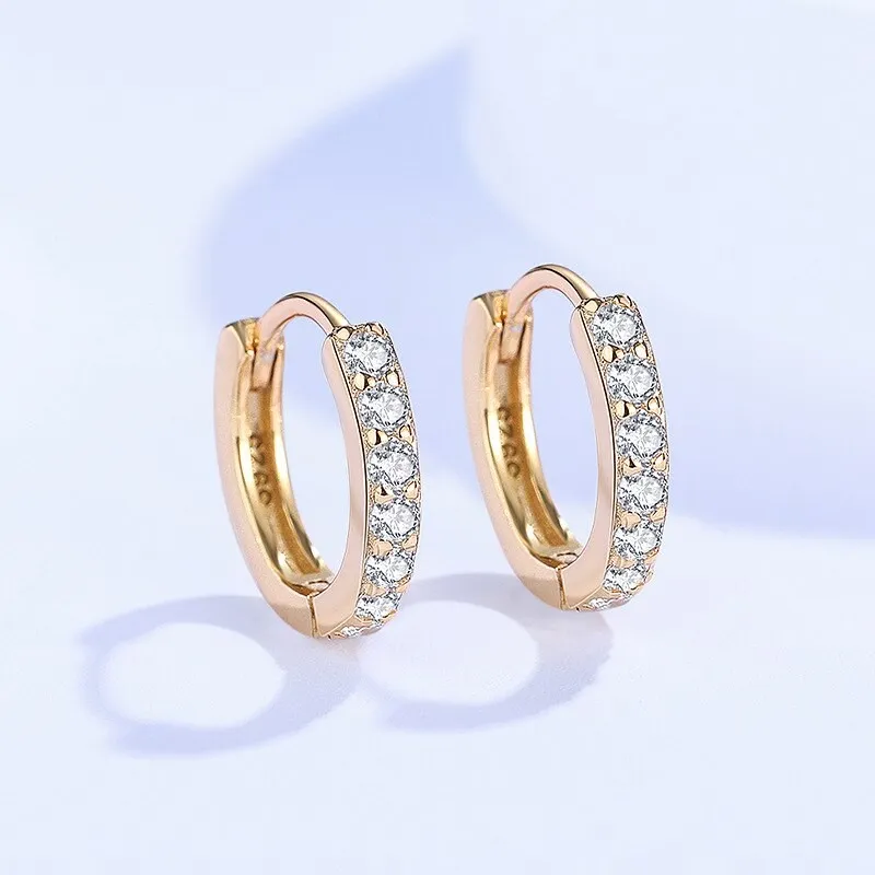 925 Earrings Wholesale Zircon Silver Earrings Women's Volleyball Inlaid Zircon round Simple Temperament Entry Lux Ear Clip E052