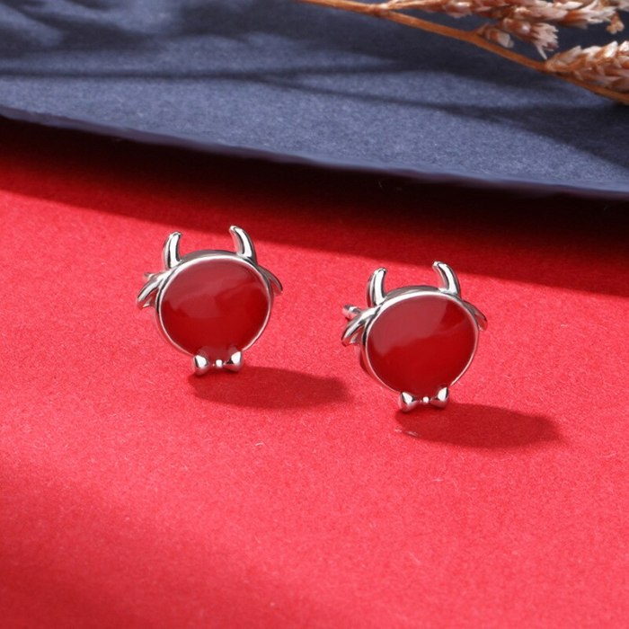 New Court Retro Zodiac Year Earrings 925 Sterling Silver Small Cute Earrings Women E2291