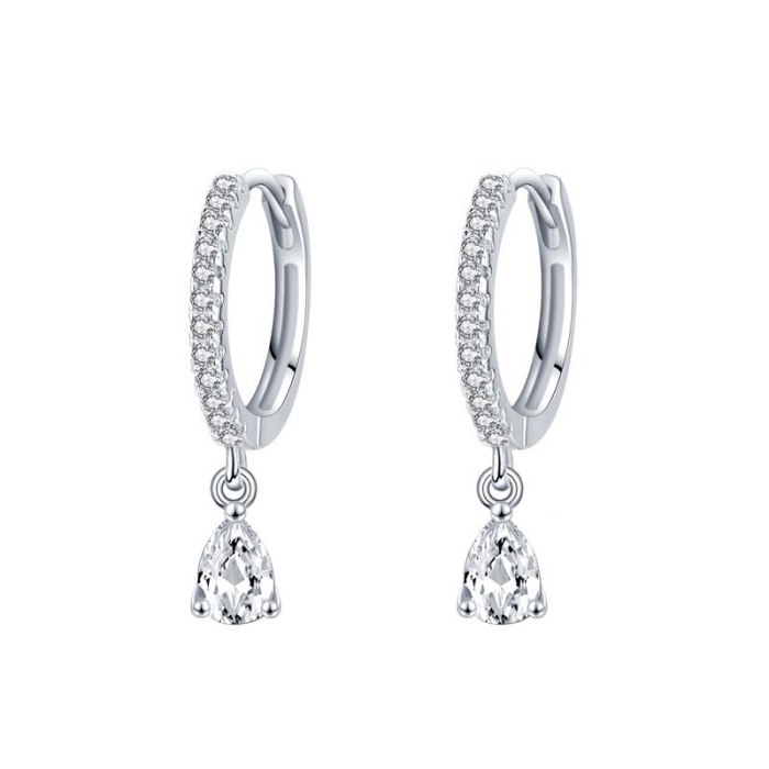 Zircon with Diamond White European and American Simple Elegant Earrings Inlaid Women's Geometric Simple Stud Earrings E1625E