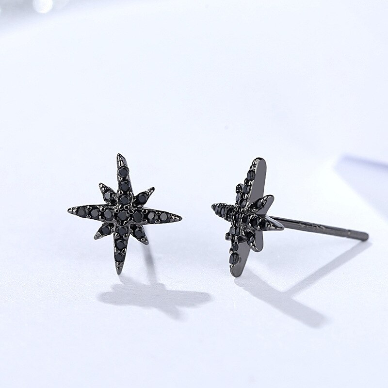 S925 Sterling Silver Earrings Women's XINGX Earrings Diamond Eight Awn Star Earrings Ornament E1321