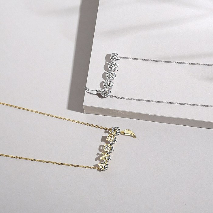 S925 Sterling Silver Necklace Cross-Border Accessories English Clavicle Chain Silver Accessories A1796