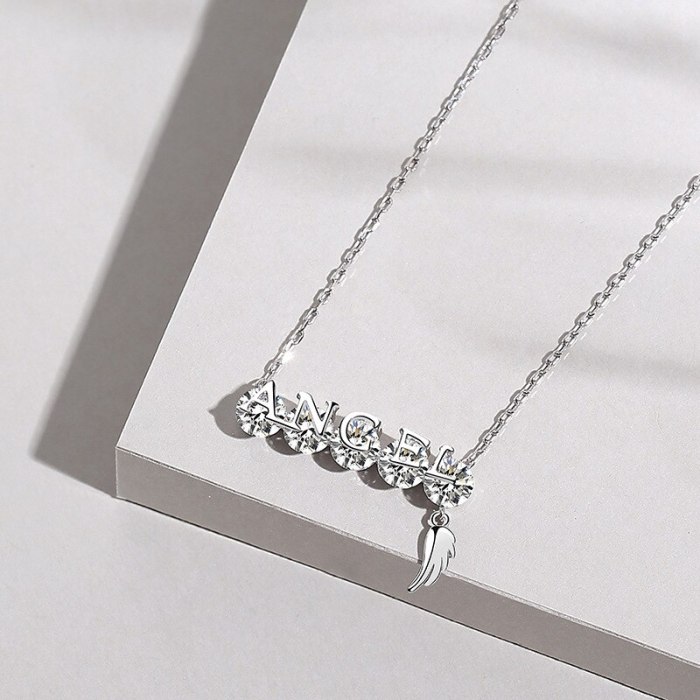 S925 Sterling Silver Necklace Cross-Border Accessories English Clavicle Chain Silver Accessories A1796