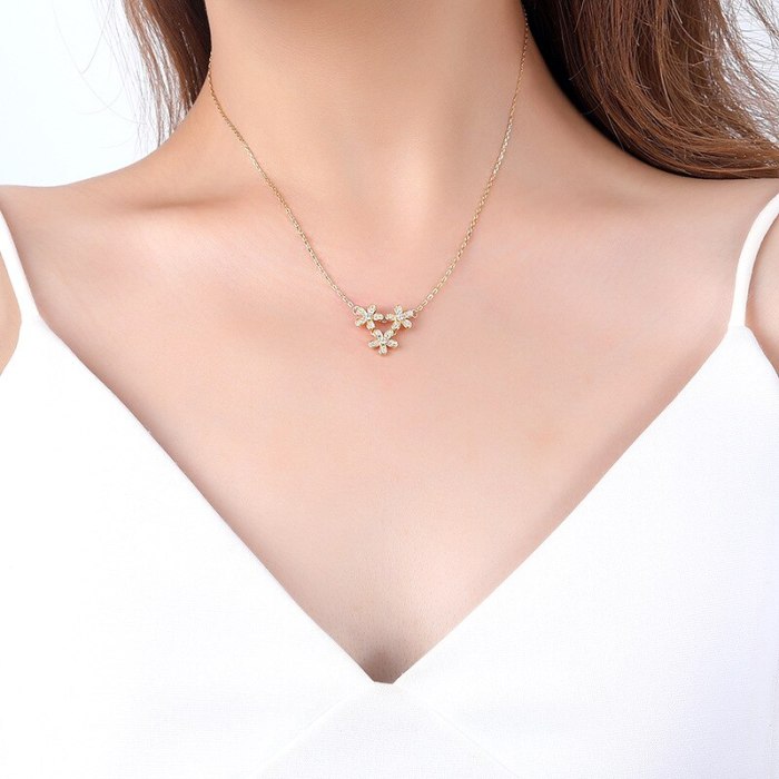 S925 Sterling Silver Refreshing Flower Necklace Light Luxury Exquisite Fashion Temperament Clavicle Chain D21052903