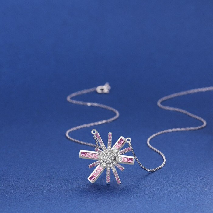 S925 Sterling Silver Necklace for Women Sweet and Diamond Mounted Asterism Short Clavicle Chain Irregular Flower Necklace A2149