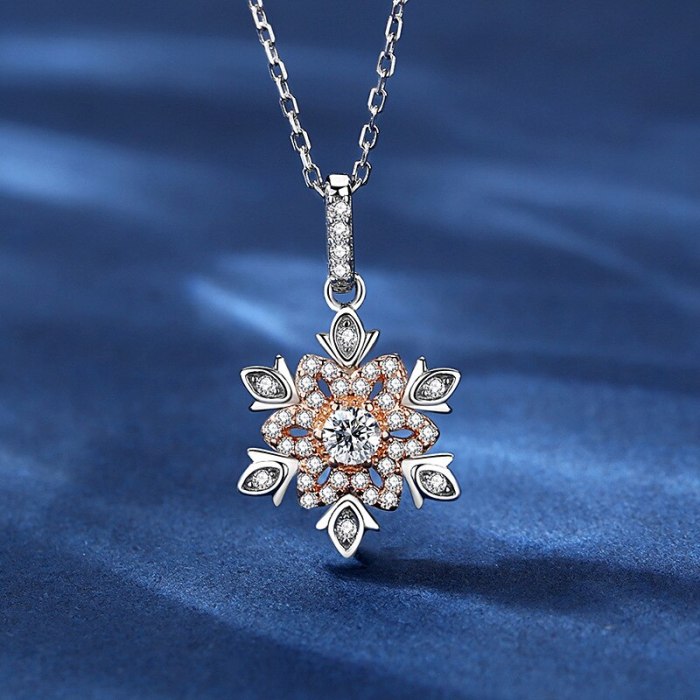 925 Sterling Silver Ornament Zircon-Laid Necklace Female Ins Korean Fashion Snowflake Pendant Clavicle Chain A495A