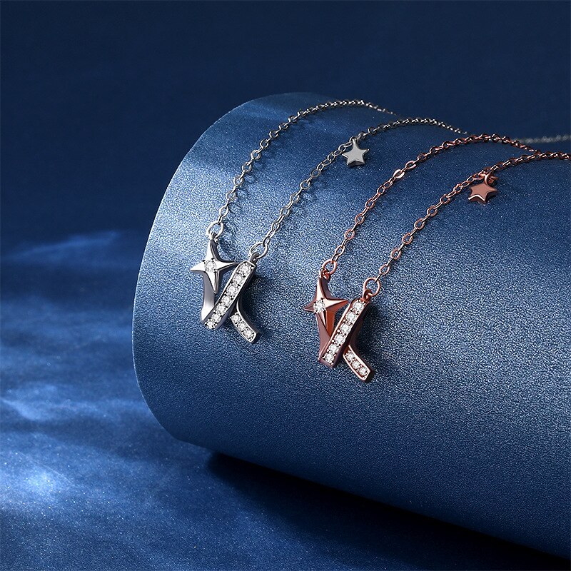 S925 Wish Meteor Sterling Silver Irregular XINGX Necklace Zircon Stylish Clavicle Clavicle Chain D21052905