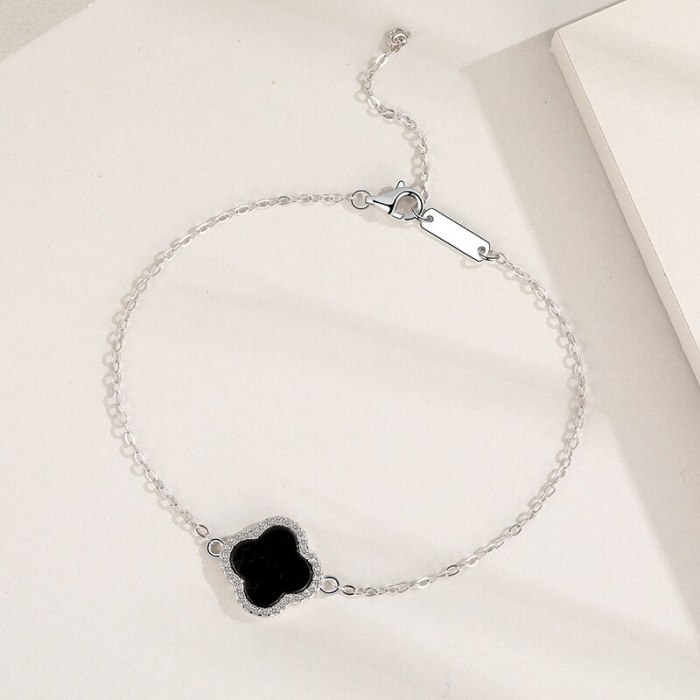 S925 Sterling Silver Clover Necklace Pendant Set Female Internet Celebrity Korean Style Shell Clavicle Chain Pendant L177/A186