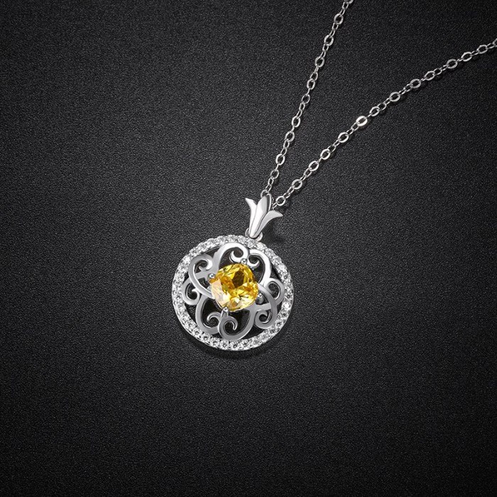 Necklace Special-Interest Design New Simple Elegant S925 Sterling Silver Women's Hollow Zircon-Inlaid Pendant A355a