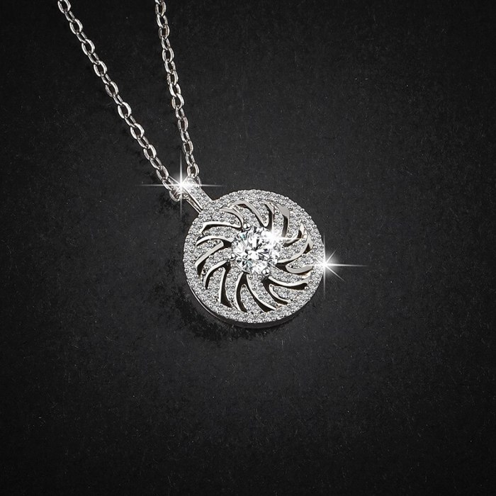 Necklace New Style Women's Personality Fashion Elegant 925 Sterling Silver Micro Inlaid Zircon Flower Single Pendant A419a