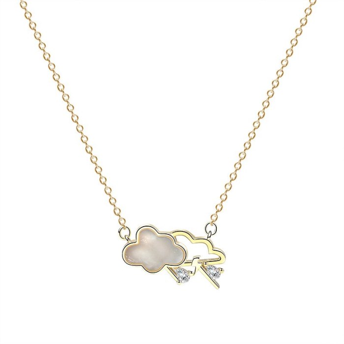 S925 Sterling Silver Cloud Shell Necklace Women's Fashion Creative Niche Design Korean Style White Shell Clavicle Chain A1820