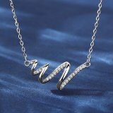 X New Sterling Silver Necklace Spiral Wave Niche Design Clavicle Chain Simple ECG Chain D21062801