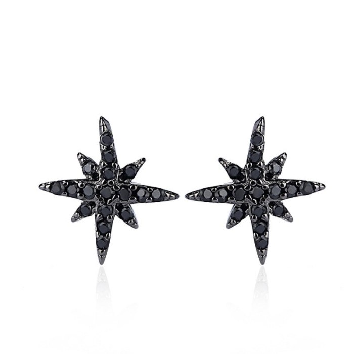S925 Sterling Silver Earrings Women's XINGX Earrings Diamond Eight Awn Star Earrings Ornament E1321