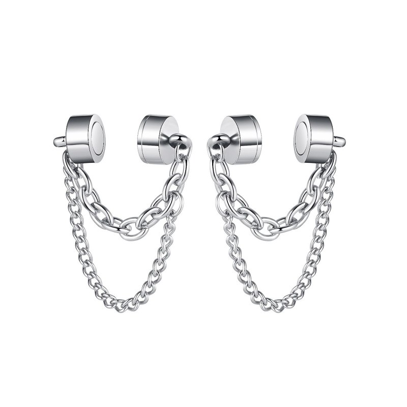 Ornament New Personal Influencer Hip Hop Style Titanium Steel Non-Pierced Geometric Chain Men's and Women's Ear Clip