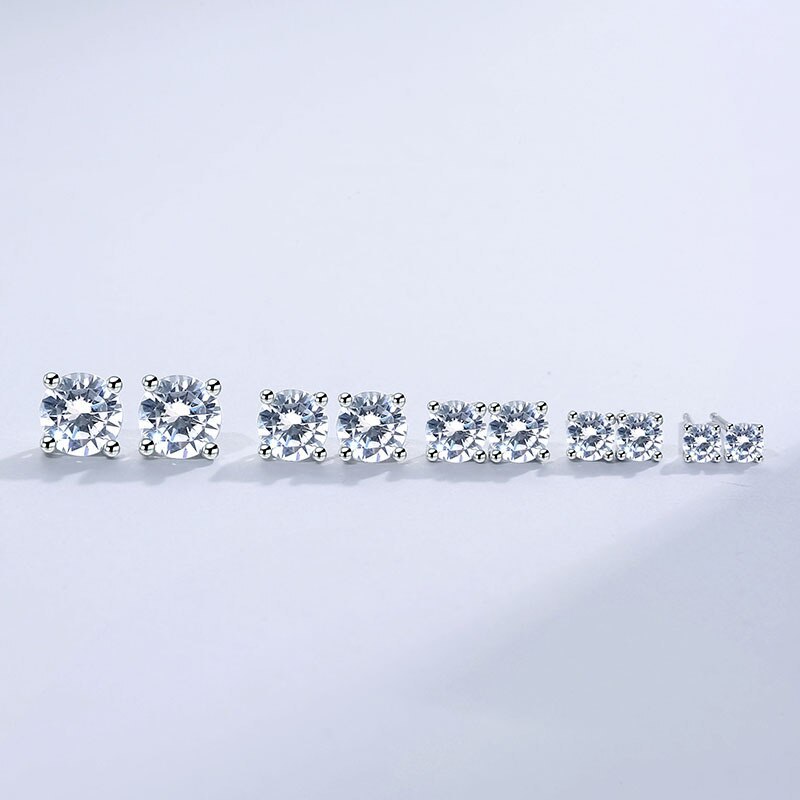 Classic Four-Claw Popular Zircon Stud Earrings Female S925 Sterling Silver Earrings Korean Wholesale