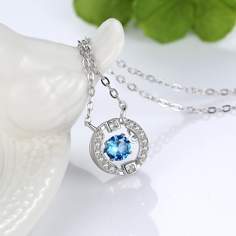 S925 Sterling Silver Pendant Necklace Trending Creative Silver Accessories Shaking Zircon Christmas Gift