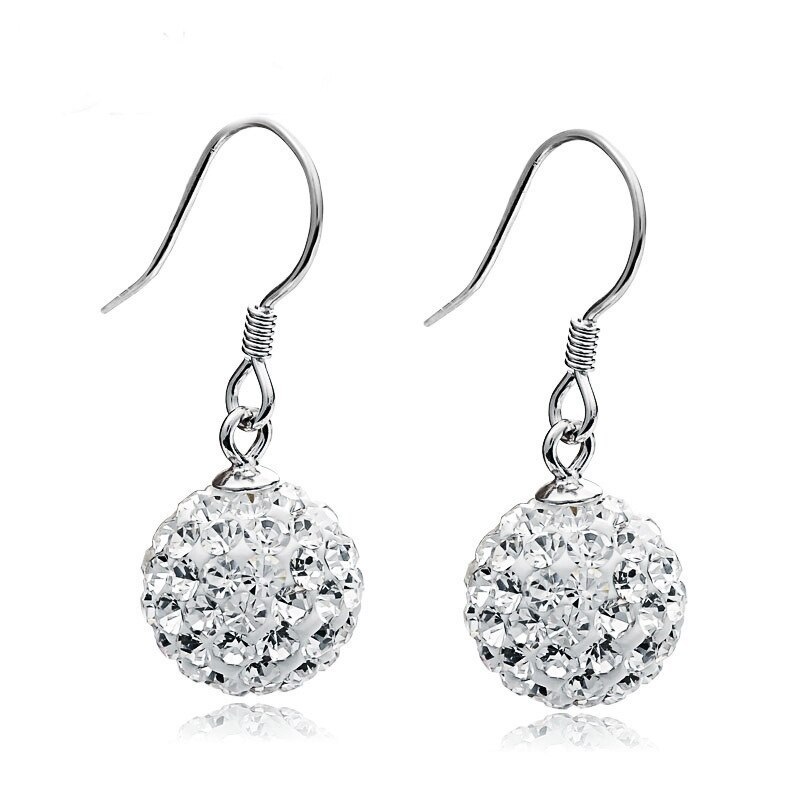 Silver S925 Sterling Silver Stud Earrings for Women Korean Creative Small Jewelry Rhinestone Ball Earring Accessories