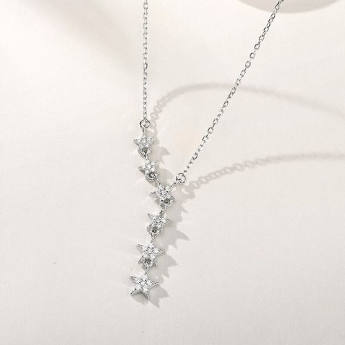 S925 Sterling Silver Five-Pointed Star Necklace Fashion White Collar Elegant Star Korean Style Necklace Silver Jewelry A1581
