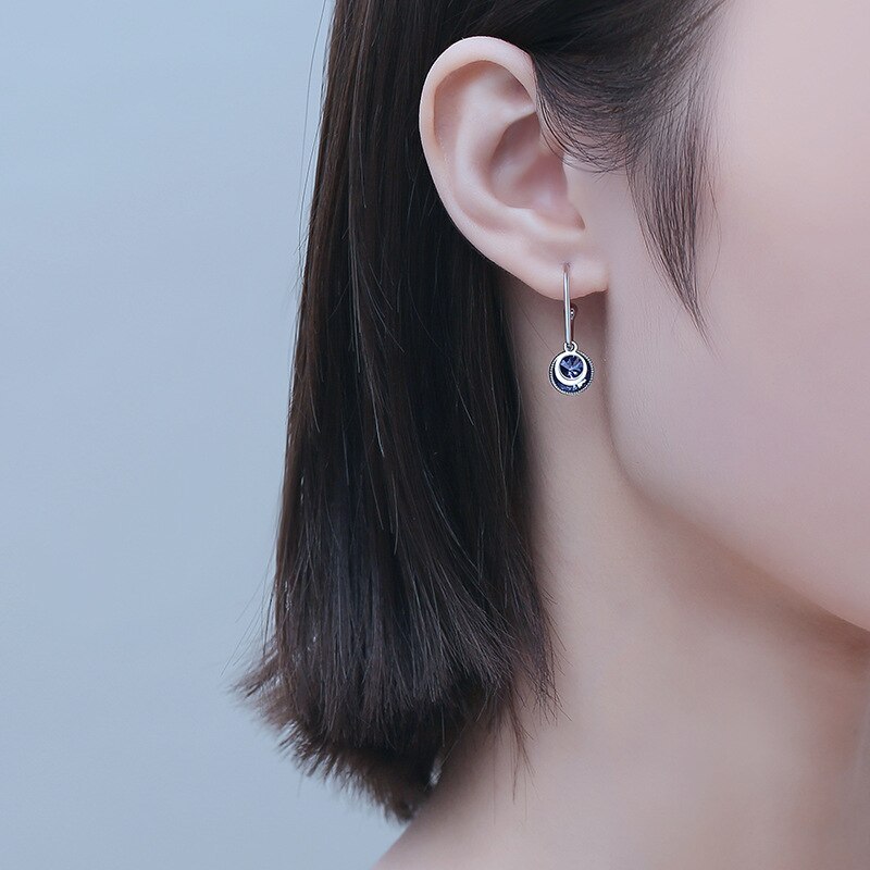 Retro Color Zircon Earrings Female S925 Sterling Silver Earrings Temperamental Earrings French Internet Celebrity Ear Hook