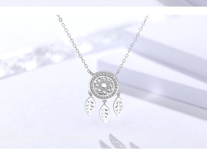 S925 Sterling Silver Ornament Female Dreamcatcher Necklace Female Clavicle Chain Internet Celebrity Same Style Accessories